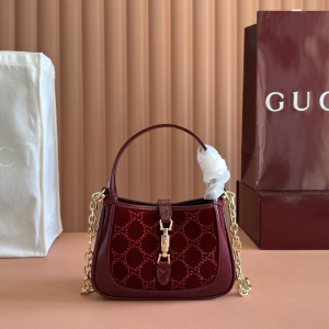 Gucci Jackie 1961 GG Crystals Mini Hobo Shoulder Bag Red Velvet Gucci Jackie 1961 GG Crystals Mini Hobo Shoulder Bag Red Velvet