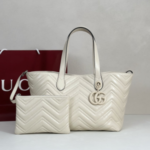 Gucci Medium GG Marmont Tote Bag Off White Matelasse Chevron Nappa Leather Gucci Medium GG Marmont Tote Bag Off White Matelasse Chevron Nappa Leather