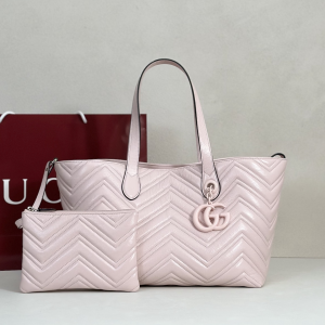 Gucci Medium GG Marmont Tote Bag Pink Matelasse Chevron Nappa Leather Gucci Medium GG Marmont Tote Bag Pink Matelasse Chevron Nappa Leather