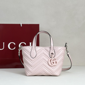 Gucci Small GG Marmont Tote Bag Light Pink Matelasse Chevron Nappa Leather Gucci Small GG Marmont Tote Bag Light Pink Matelasse Chevron Nappa Leather