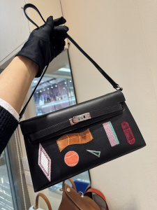 Hermes Kelly Elan Broderie Black Bet Tab Swift Crocodile Shoulder Bag Black Hermes Kelly Elan Broderie Black Bet Tab Swift Crocodile Shoulder Bag Black