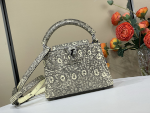 Louis Vuitton Lizard Ombre Capucines Mini Natural Tote Shoulder Bag Yellow Gray Louis Vuitton Lizard Ombre Capucines Mini Natural Tote Shoulder Bag Yellow Gray