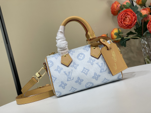 Louis Vuitton Nano Speedy Tote Shoulder Bag Monogram Origine Bleu Courrier Louis Vuitton Nano Speedy Tote Shoulder Bag Monogram Origine Bleu Courrier