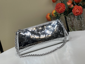 Louis Vuitton Pochette Eva Chain Shoulder Bag Silver Monogram Canvas Louis Vuitton Pochette Eva Chain Shoulder Bag Silver Monogram Canvas