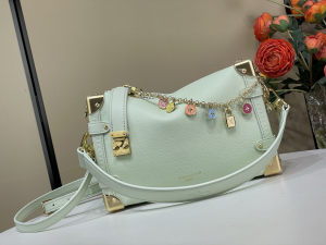 Louis Vuitton Side Trunk Shoulder Bag Light Green Grained Calf Leather Louis Vuitton Side Trunk Shoulder Bag Light Green Grained Calf Leather