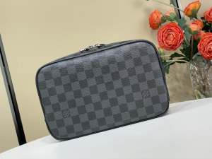 Louis Vuitton Toilet Pouch PM Black Damier Canvas Clutch Bag Louis Vuitton Toilet Pouch PM Black Damier Canvas Clutch Bag