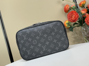 Louis Vuitton Toilet Pouch PM Black Monogram Canvas Clutch Bag Louis Vuitton Toilet Pouch PM Black Monogram Canvas Clutch Bag