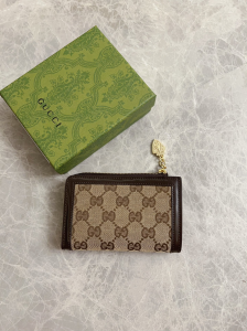 Gucci Zip Around Wallet Beige GG Canvas and Dark Brown Calfskin Gucci Zip Around Wallet Beige GG Canvas and Dark Brown Calfskin