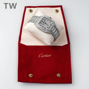 Cartier Full Diamonds Santos De Cartier Watch with Silver Dial 40MM Cartier Full Diamonds Santos De Cartier Watch with Silver Dial 40MM