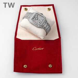 Cartier Full Diamonds Santos De Cartier Watch with Silver Dial 40MM Cartier Full Diamonds Santos De Cartier Watch with Silver Dial 40MM