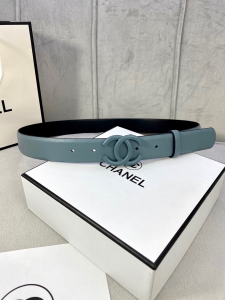 Chanel Classic CC Logo Blue Leather Belt 30MM Chanel Classic CC Logo Blue Leather Belt 30MM