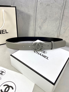 Chanel Classic CC Logo Gray Leather Belt 30MM Chanel Classic CC Logo Gray Leather Belt 30MM