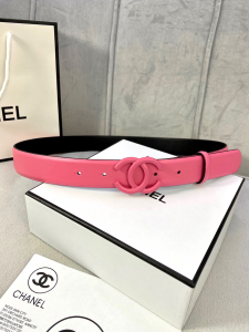 Chanel Classic CC Logo Pink Leather Belt 30MM Chanel Classic CC Logo Pink Leather Belt 30MM
