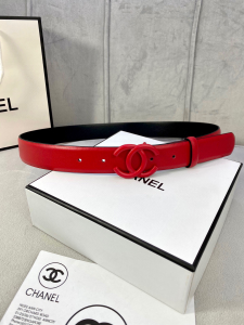 Chanel Classic CC Logo Red Leather Belt 30MM Chanel Classic CC Logo Red Leather Belt 30MM