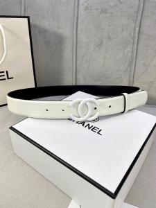 Chanel Classic CC Logo White Leather Belt 30MM Chanel Classic CC Logo White Leather Belt 30MM