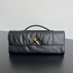 Bottega Veneta Long Clutch Andiamo Bag with Handle Black Grained Calf Leather Bottega Veneta Long Clutch Andiamo Bag with Handle Black Grained Calf Leather