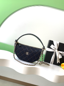 Chanel Dark Blue Denim Clutch with Chain Bag Chanel Dark Blue Denim Clutch with Chain Bag