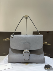 Delvaux Large Brillant Tempo Shoulder Bag Gray Soft Grained Allure Calf Leather Delvaux Large Brillant Tempo Shoulder Bag Gray Soft Grained Allure Calf Leather