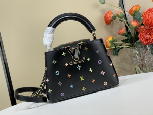 Louis Vuitton LVxTM Capucines Mini Chain Shoulder Bag Multicolor Monogram Studs and Black Calfskin Louis Vuitton LVxTM Capucines Mini Chain Shoulder Bag Multicolor Monogram Studs and Black Calfskin