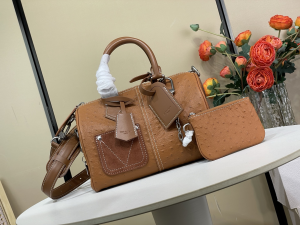 Louis Vuitton Speedy P9 Bandouliere 25 Travel Shoulder Bag Brown Ostrich Leather and Calfskin Louis Vuitton Speedy P9 Bandouliere 25 Travel Shoulder Bag Brown Ostrich Leather and Calfskin