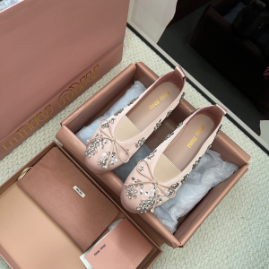 Miu Miu Pink Satin Ballet Flat