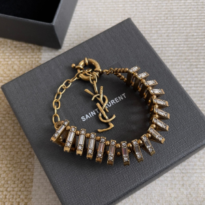 Saint Laurent Crystal Pyramid Gold Metal Bracelets Saint Laurent Crystal Pyramid Gold Metal Bracelets
