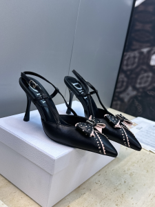 Dior Black Leather Bowknot Slingback Pumps 70MM Dior Black Leather Bowknot Slingback Pumps 70MM