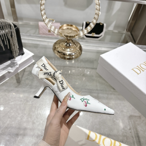 Dior Dioramour Jadior Pumps White Lambskin Embroidered with Multicolor Doves Roses Motif 45MM Dior Dioramour Jadior Pumps White Lambskin Embroidered with Multicolor Doves Roses Motif 45MM