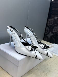 Dior White Leather Bowknot Slingback Pumps 70MM Dior White Leather Bowknot Slingback Pumps 70MM