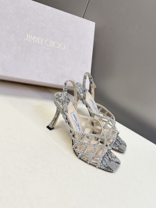 Jimmy Choo Gray Suede Saila High Heeled Sandals with Hotfixed Crystals 90MM Jimmy Choo Gray Suede Saila High Heeled Sandals with Hotfixed Crystals 90MM