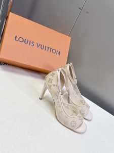 Louis Vuitton Gala High Heeled Sandals Beige Translucent Mesh Strass 85MM Louis Vuitton Gala High Heeled Sandals Beige Translucent Mesh Strass 85MM