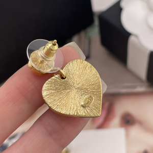 Chanel CC Heart Drop Earrings Black