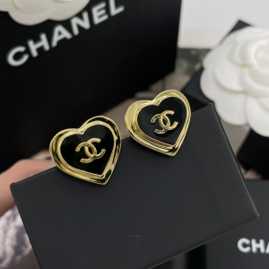 Chanel CC Heart Drop Earrings Red