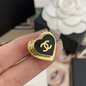 Chanel CC Heart Drop Earrings Red