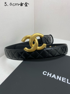 Chanel CC Logo Black Quilted Leather Belt 30MM Chanel CC Logo Black Quilted Leather Belt 30MM