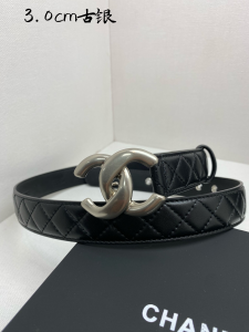 Chanel CC Logo Black Quilted Leather Belt 30MM Chanel CC Logo Black Quilted Leather Belt 30MM