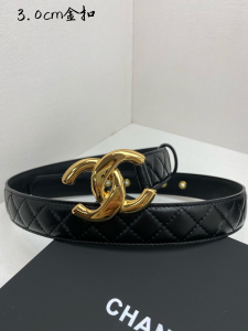 Chanel CC Logo Black Quilted Leather Belt 30MM Chanel CC Logo Black Quilted Leather Belt 30MM