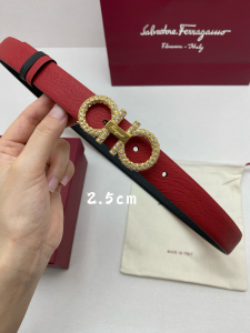 Ferragamo Reversible and Adjustable Crystals Gancini Red Black Leather Belt 25MM Ferragamo Reversible and Adjustable Crystals Gancini Red Black Leather Belt 25MM