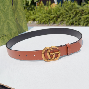 Gucci Metal Bamboo Double G Buckle Brown Black Leather Belt 30MM Gucci Metal Bamboo Double G Buckle Brown Black Leather Belt 30MM