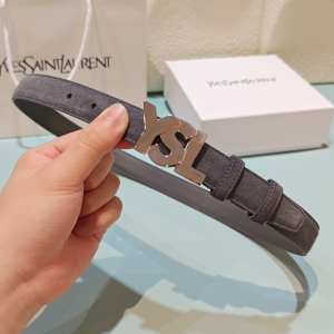 Saint Laurent Paris YSL Logo Gray Leather Belt 25MM Saint Laurent Paris YSL Logo Gray Leather Belt 25MM
