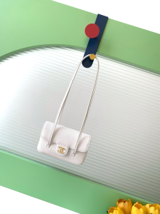 Chanel Preppy Coco Mini Flap Bag with Top Handle White Grained Shiny Calfskin Chanel Preppy Coco Mini Flap Bag with Top Handle White Grained Shiny Calfskin