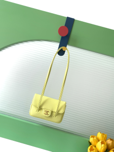 Chanel Preppy Coco Mini Flap Bag with Top Handle Yellow Grained Shiny Calfskin Chanel Preppy Coco Mini Flap Bag with Top Handle Yellow Grained Shiny Calfskin