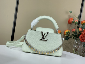 Louis Vuitton Capucines East West Mini Bag with Decorative Chain Jade Green Taurillon Leather Louis Vuitton Capucines East West Mini Bag with Decorative Chain Jade Green Taurillon Leather