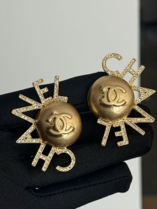 Chanel CC Logo Crystals Monogram Logo Earrings Chanel CC Logo Crystals Monogram Logo Earrings