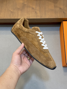 Hermes Master Mens Sneakers Shoes Brown Suede Goatskin Leather Hermes Master Mens Sneakers Shoes Brown Suede Goatskin Leather