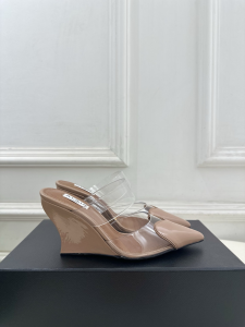 Alaia Nude Leather Le Coeur Wedge Mules 85MM Alaia Nude Leather Le Coeur Wedge Mules 85MM