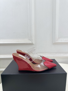 Alaia Red Leather Le Coeur Wedge Mules 85MM Alaia Red Leather Le Coeur Wedge Mules 85MM