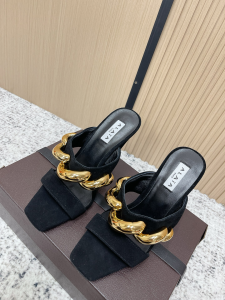 Alaia Wave Jewel Suede Leather Wedge Mules Shoes Black 90MM Alaia Wave Jewel Suede Leather Wedge Mules Shoes Black 90MM