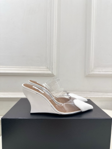 Alaia White Leather Le Coeur Wedge Mules 85MM Alaia White Leather Le Coeur Wedge Mules 85MM