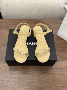 Chanel Beige Leather Sandals Shoes with Charms Chanel Beige Leather Sandals Shoes with Charms
